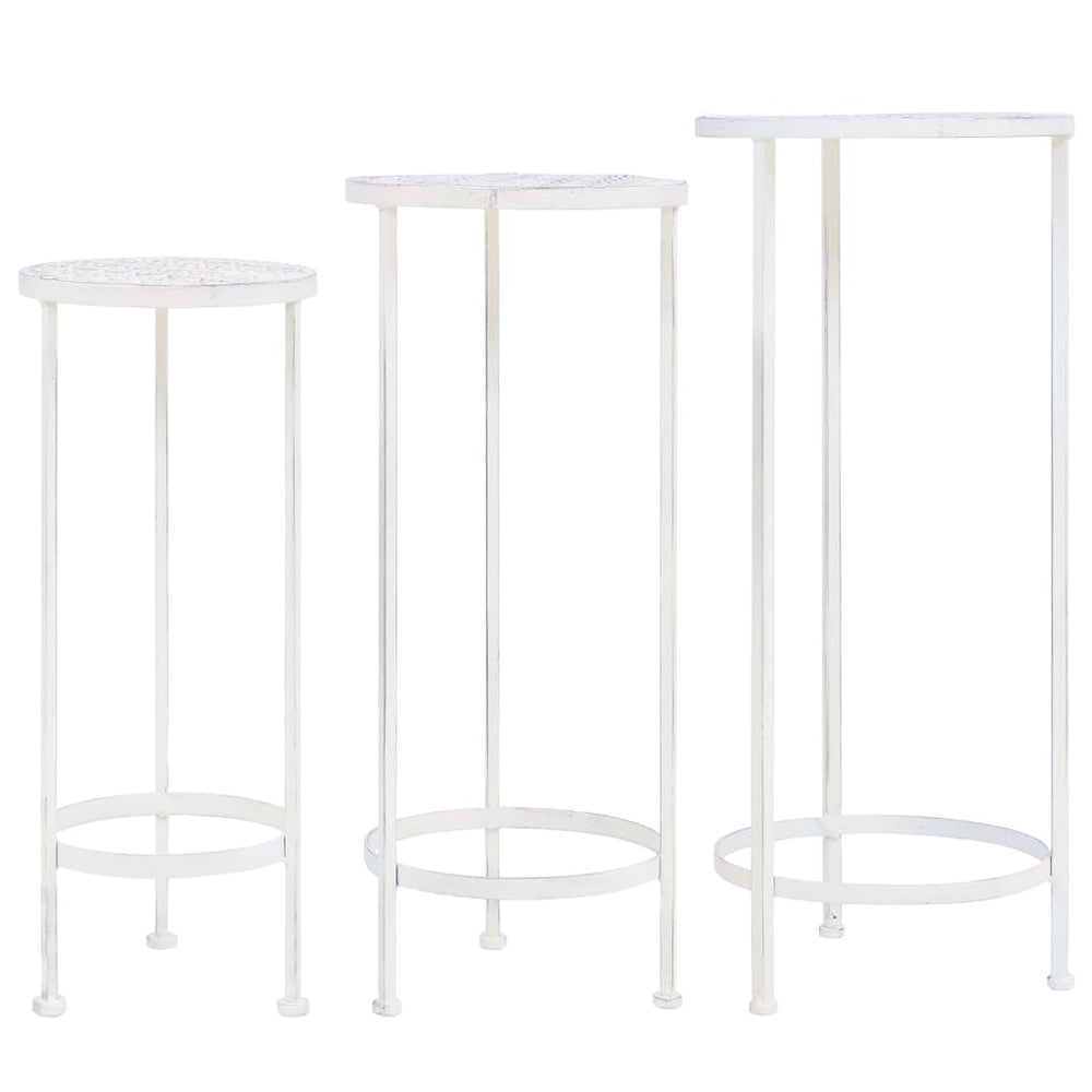vidaXL Plant Stand Set 3 pcs. Vintage Style Metal White