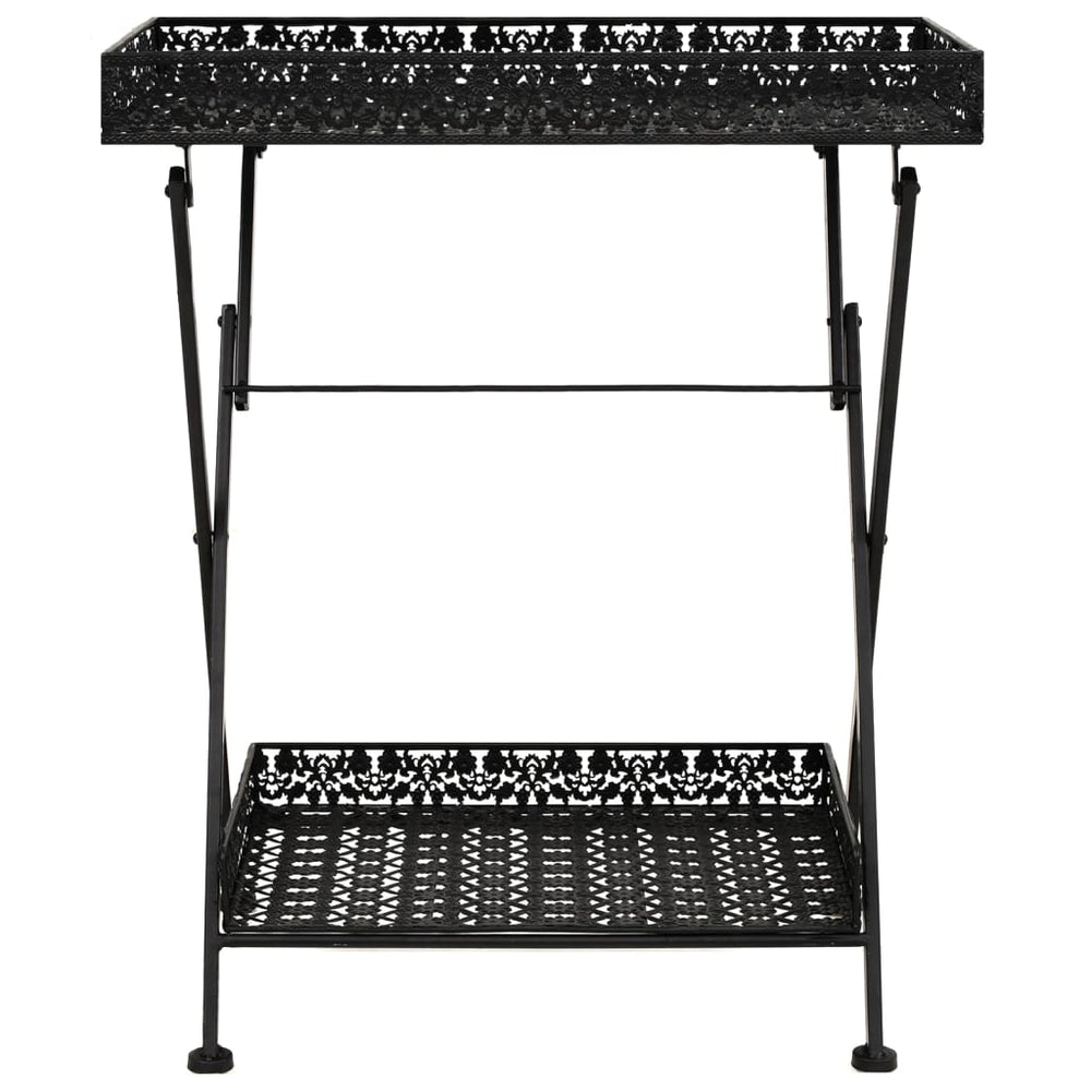 vidaXL Folding Side Table Vintage Metal 58 x 35 x 72 cm Black