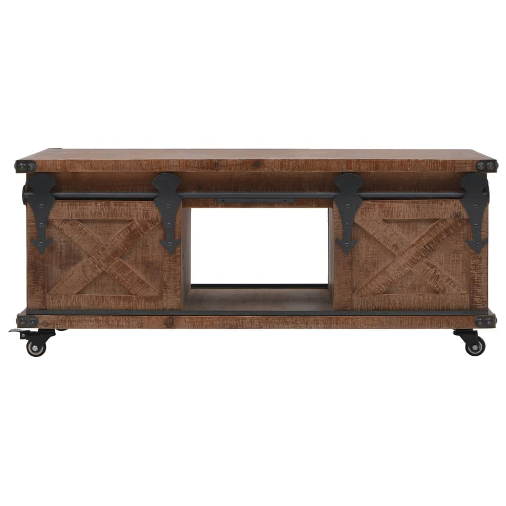 vidaXL Coffee Table Solid Fir Wood 91x51x38 cm Brown