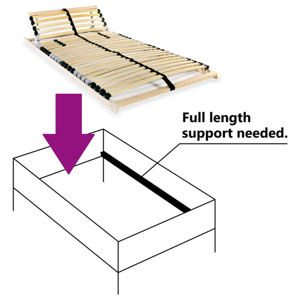 vidaXL 28-Slat Bed Base with 7 Zones 90x200 cm