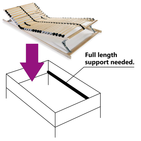 vidaXL 28-Slat Bed Base 7 Zones 70x200 cm