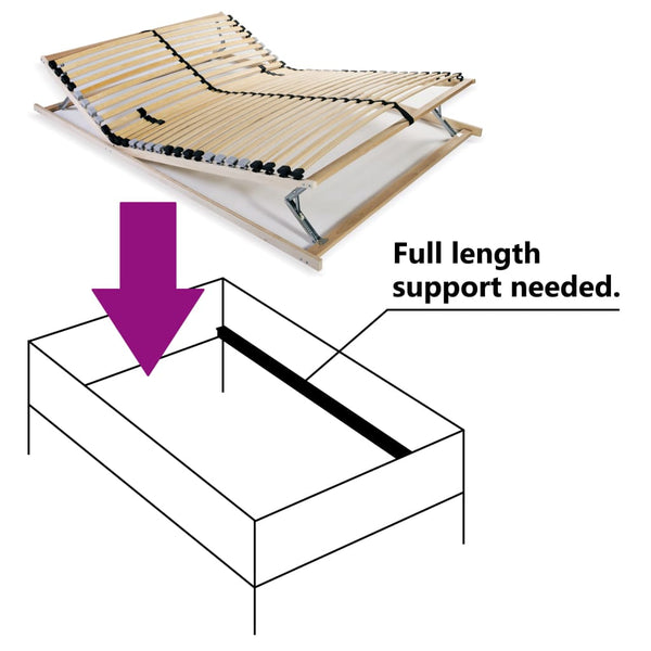 vidaXL 28-Slat Bed Base with 7 Zones 100x200 cm