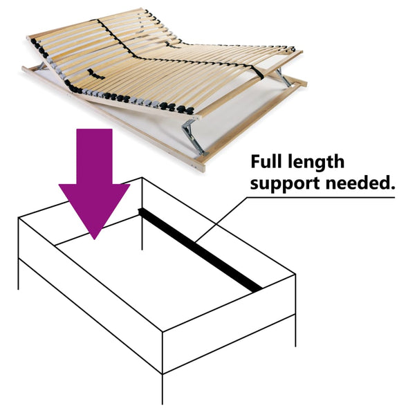 vidaXL 28-Slat Bed Base 7 Zones 140x200 cm