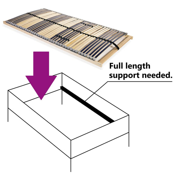 vidaXL 7-Zone Slatted Bed Base with 42 Slats 100x200 cm