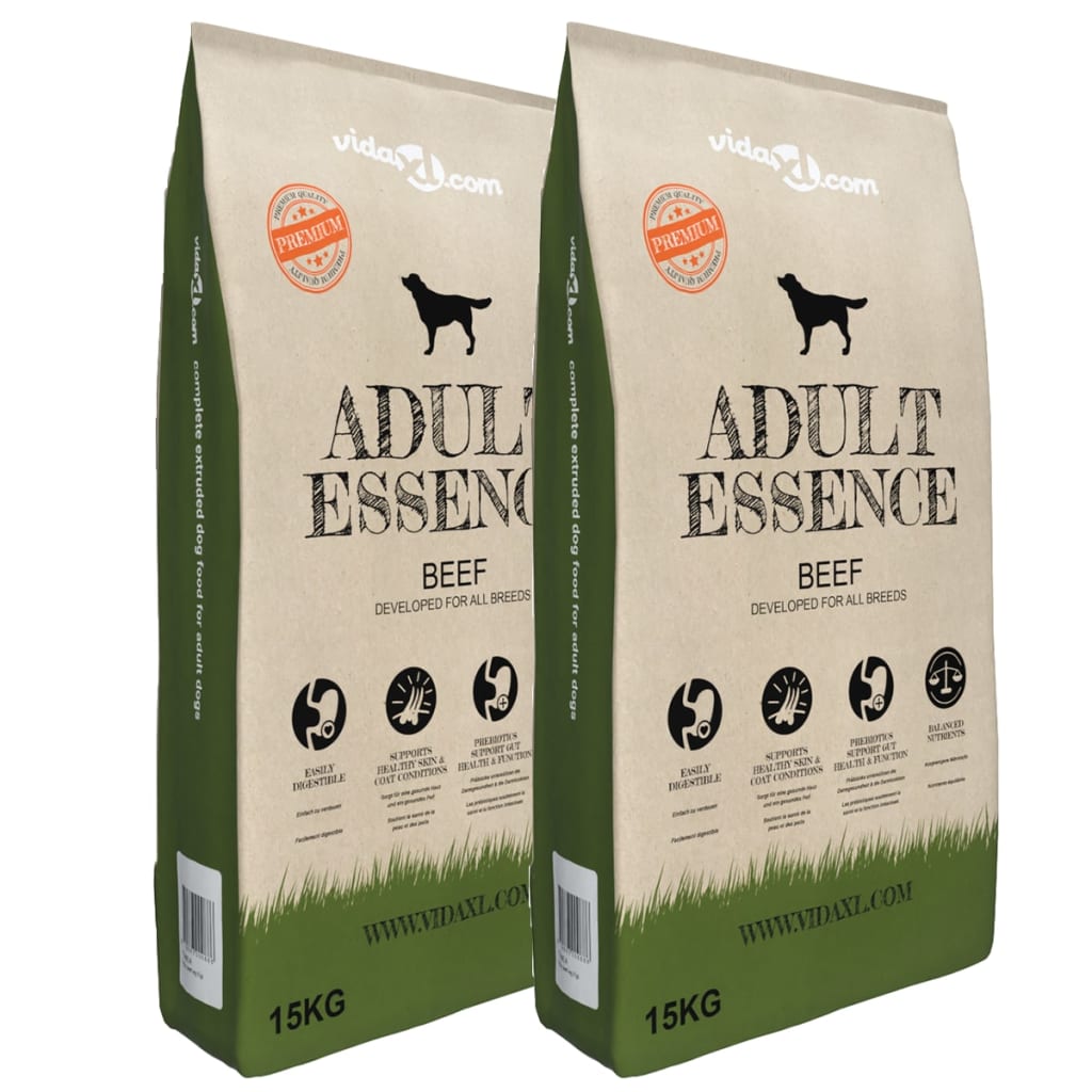 vidaXL Dry Dog Food Adult Essence Beef 2 pcs. 30 kg