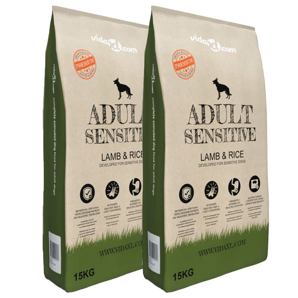 vidaXL Dry Dog Food Adult Sensitive Lamb & Rice 2 pcs 30 kg