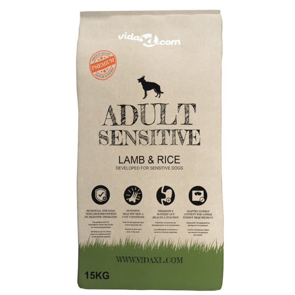 vidaXL Dry Dog Food Adult Sensitive Lamb & Rice 2 pcs 30 kg
