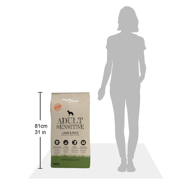 vidaXL Dry Dog Food Adult Sensitive Lamb & Rice 2 pcs 30 kg