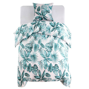 vidaXL Bedding Set Leaves Green 140x200/60x70 cm