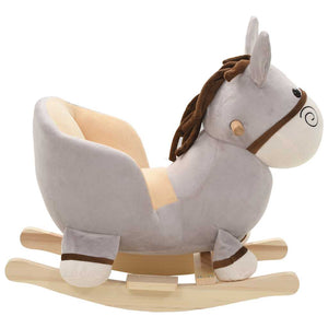 vidaXL Rocking Animal Donkey with Backrest Plush 60x32x55 cm Grey