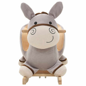 vidaXL Rocking Animal Donkey with Backrest Plush 60x32x55 cm Grey
