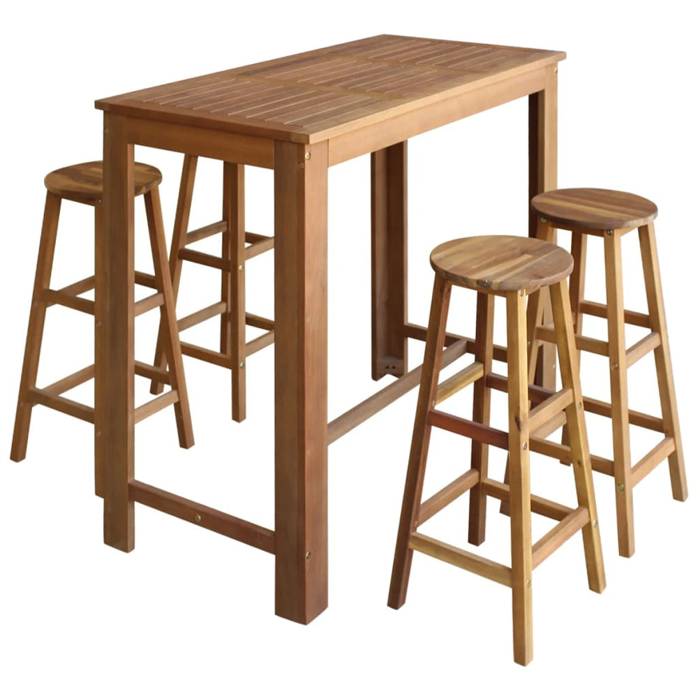 vidaXL 5-Piece Bar Table and Stool Set Solid Acacia Wood