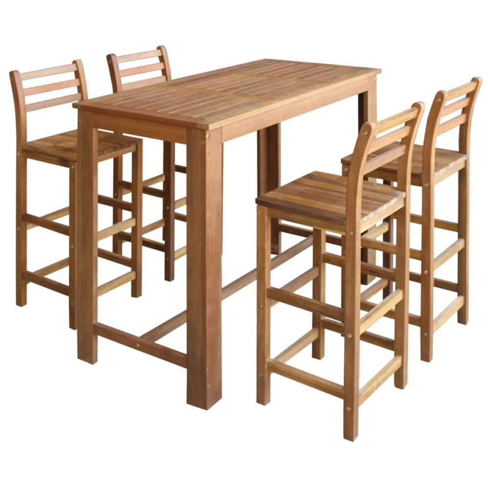 vidaXL 5-piece Solid Acacia Wood Bar Table and Chair Set