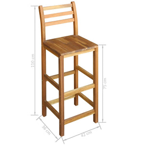vidaXL 5-piece Solid Acacia Wood Bar Table and Chair Set