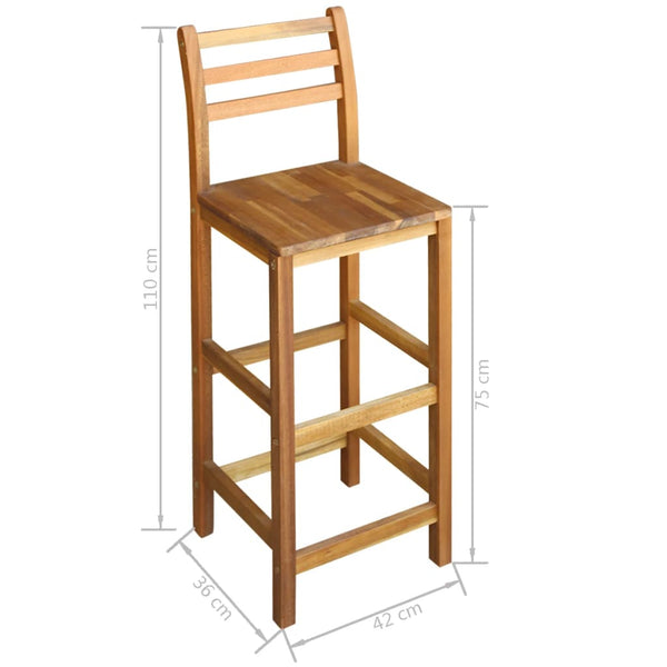 vidaXL 5-piece Solid Acacia Wood Bar Table and Chair Set