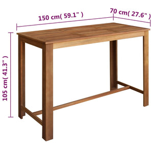 vidaXL 7-Piece Solid Acacia Wood Bar Table and Stool Set