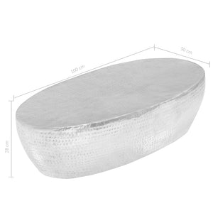 vidaXL Coffee Table Silver Hammered 100 x 50 x 28 cm Aluminum