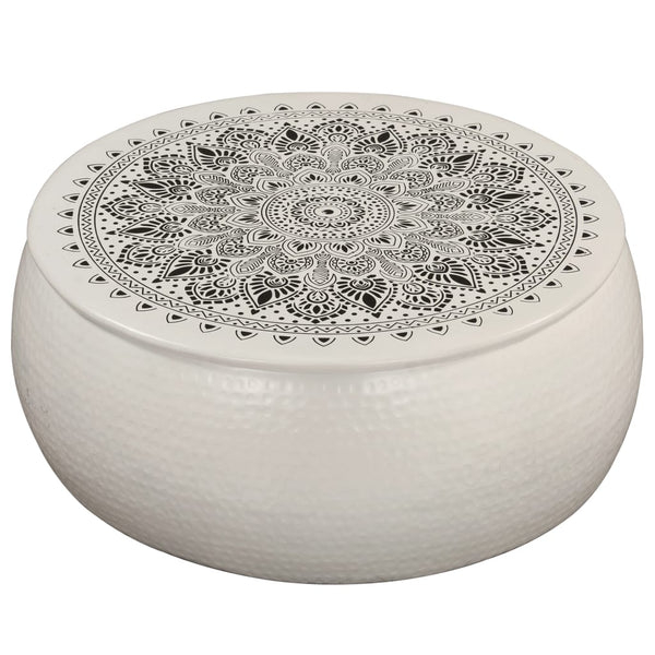vidaXL Coffee Table in Hammered Aluminum 70x30 cm White