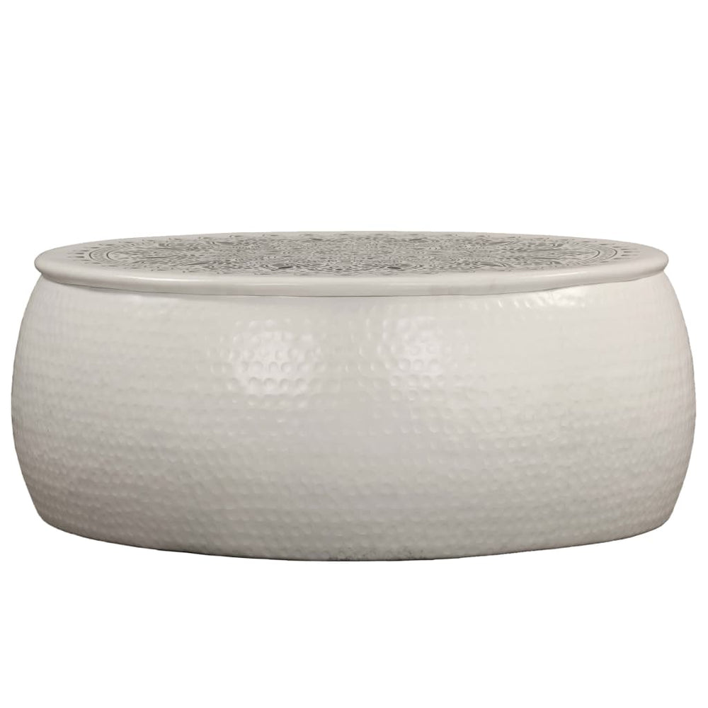 vidaXL Coffee Table in Hammered Aluminum 70x30 cm White