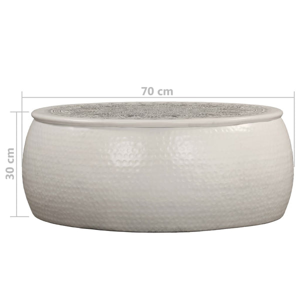 vidaXL Coffee Table in Hammered Aluminum 70x30 cm White