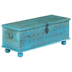 vidaXL Storage Chest Solid Mango Wood Blue 100x40x41 cm