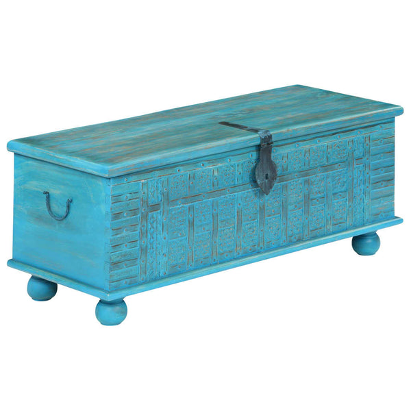 vidaXL Storage Chest Solid Mango Wood Blue 100x40x41 cm