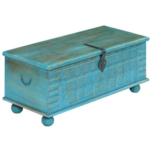 vidaXL Storage Chest Solid Mango Wood Blue 100x40x41 cm
