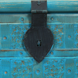vidaXL Storage Chest Solid Mango Wood Blue 100x40x41 cm