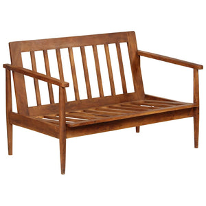 vidaXL 2-Seater Sofa Genuine Leather Acacia Wood Brown