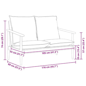vidaXL 2-Seater Sofa Genuine Leather Acacia Wood Brown