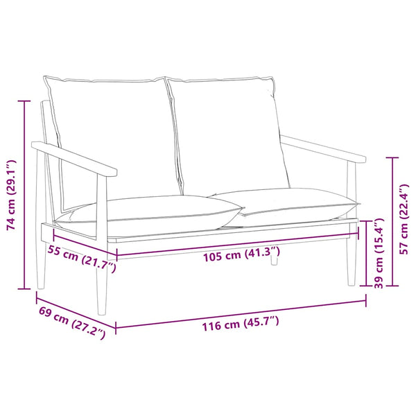 vidaXL 2-Seater Sofa Genuine Leather Acacia Wood Brown