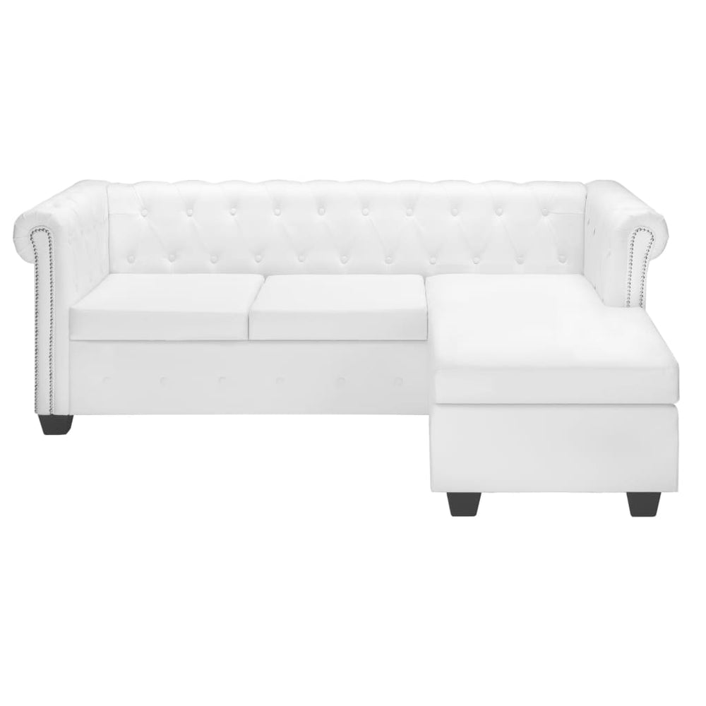 vidaXL Chesterfield L-Shaped Sofa Faux Leather White