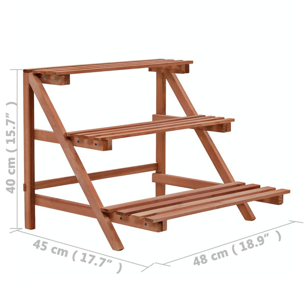 vidaXL 3-Tier Cedar Wood Plant Stand 48x45x40 cm
