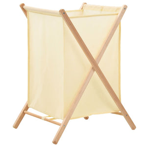 vidaXL Laundry Hamper Cedar Wood and Fabric Beige 42x41x64 cm