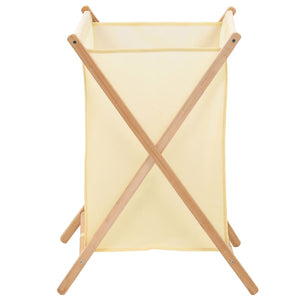 vidaXL Laundry Hamper Cedar Wood and Fabric Beige 42x41x64 cm
