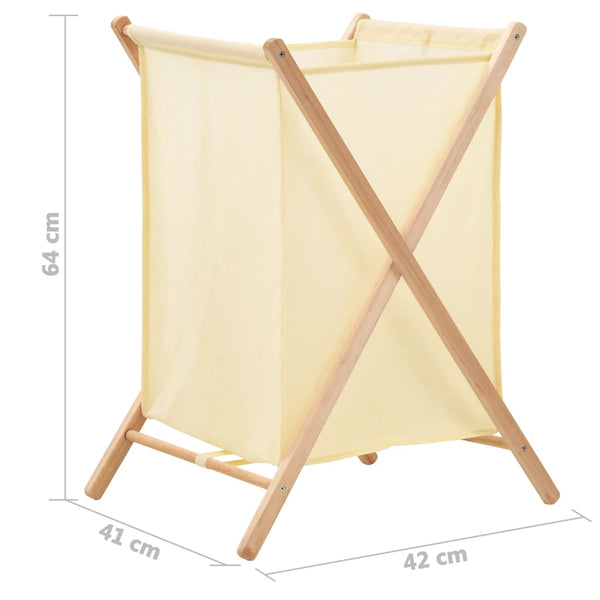 vidaXL Laundry Hamper Cedar Wood and Fabric Beige 42x41x64 cm