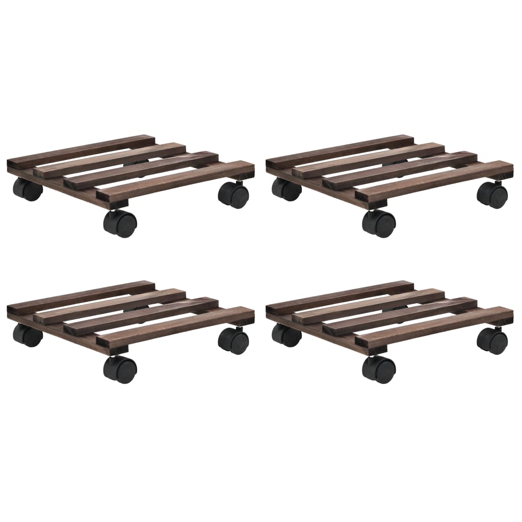 vidaXL Plant Caddies with Wheels 4 pcs. Cedar Wood 25 x 25 cm