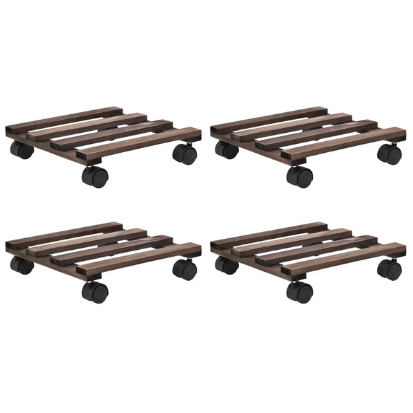 vidaXL Plant Caddies with Wheels 4 pcs. Cedar Wood 25 x 25 cm
