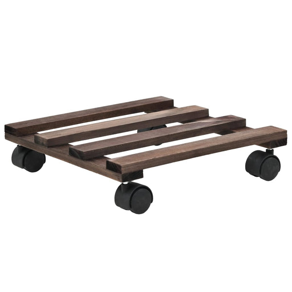 vidaXL Plant Caddies with Wheels 4 pcs. Cedar Wood 25 x 25 cm