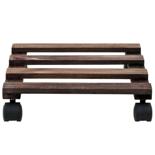 vidaXL Plant Caddies with Wheels 4 pcs. Cedar Wood 25 x 25 cm