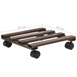 vidaXL Plant Caddies with Wheels 4 pcs. Cedar Wood 25 x 25 cm