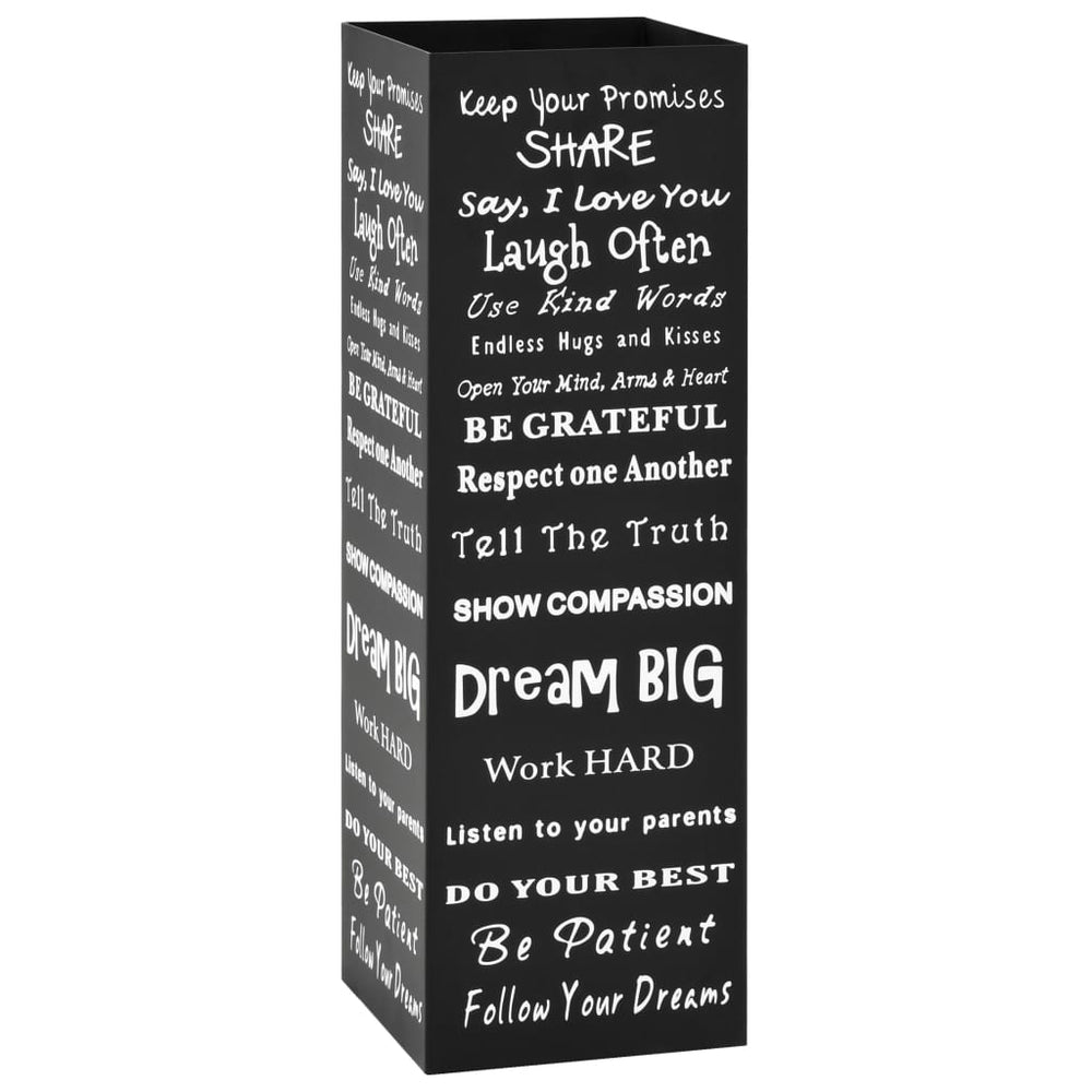 vidaXL Umbrella Stand Text Design Steel Black