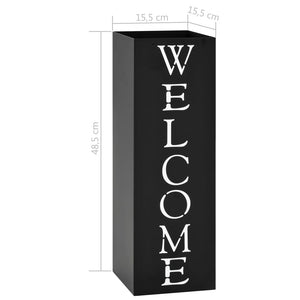 vidaXL Umbrella Stand Welcome Steel Black