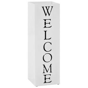 vidaXL Welcome Steel Umbrella Stand White