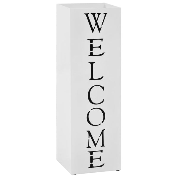 vidaXL Welcome Steel Umbrella Stand White