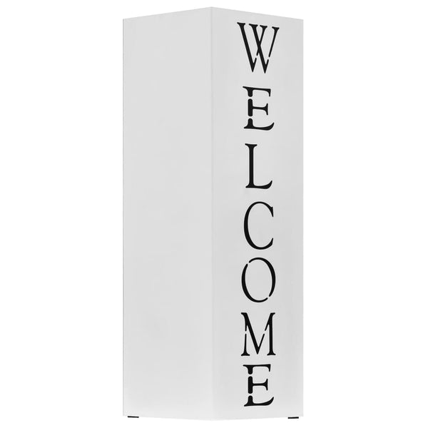 vidaXL Welcome Steel Umbrella Stand White