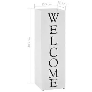 vidaXL Welcome Steel Umbrella Stand White