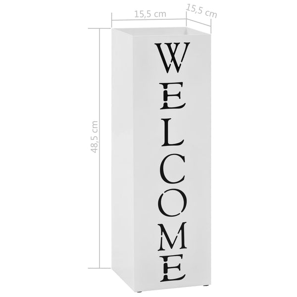 vidaXL Welcome Steel Umbrella Stand White