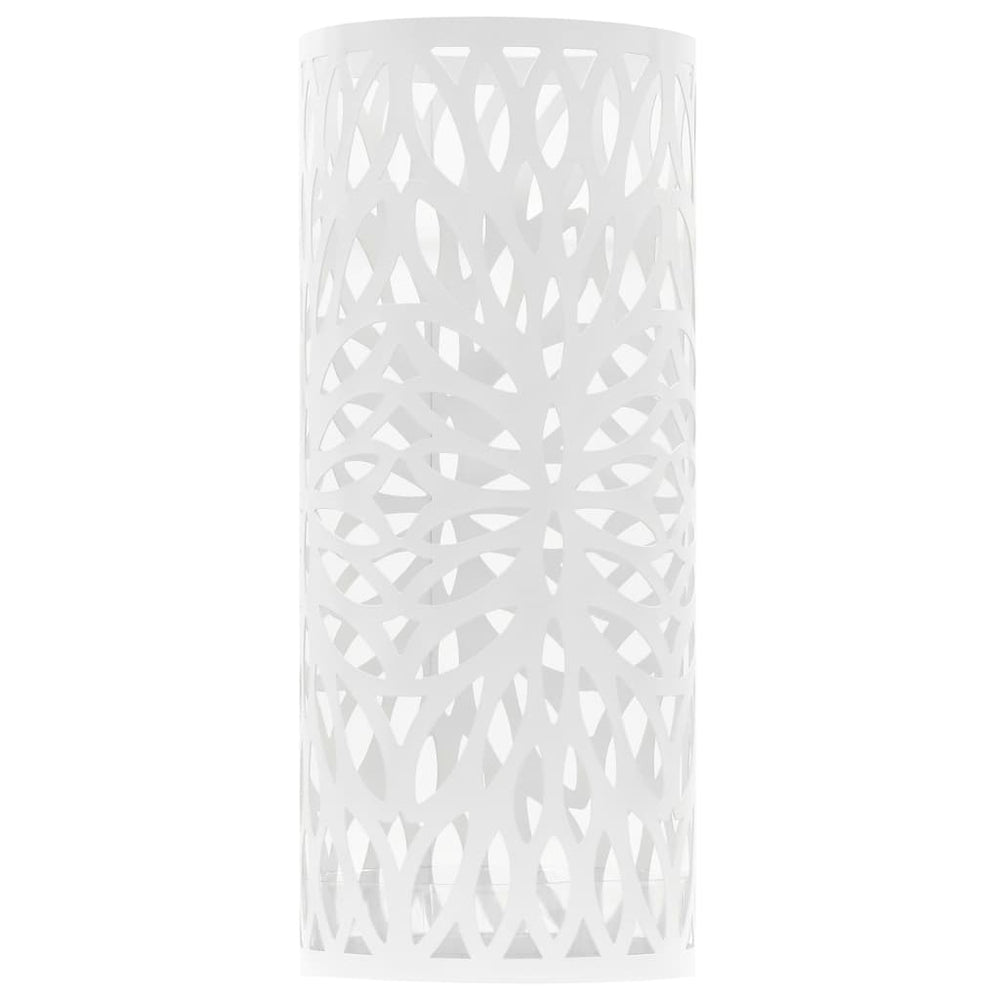 vidaXL Umbrella Stand Leaf Pattern Steel White