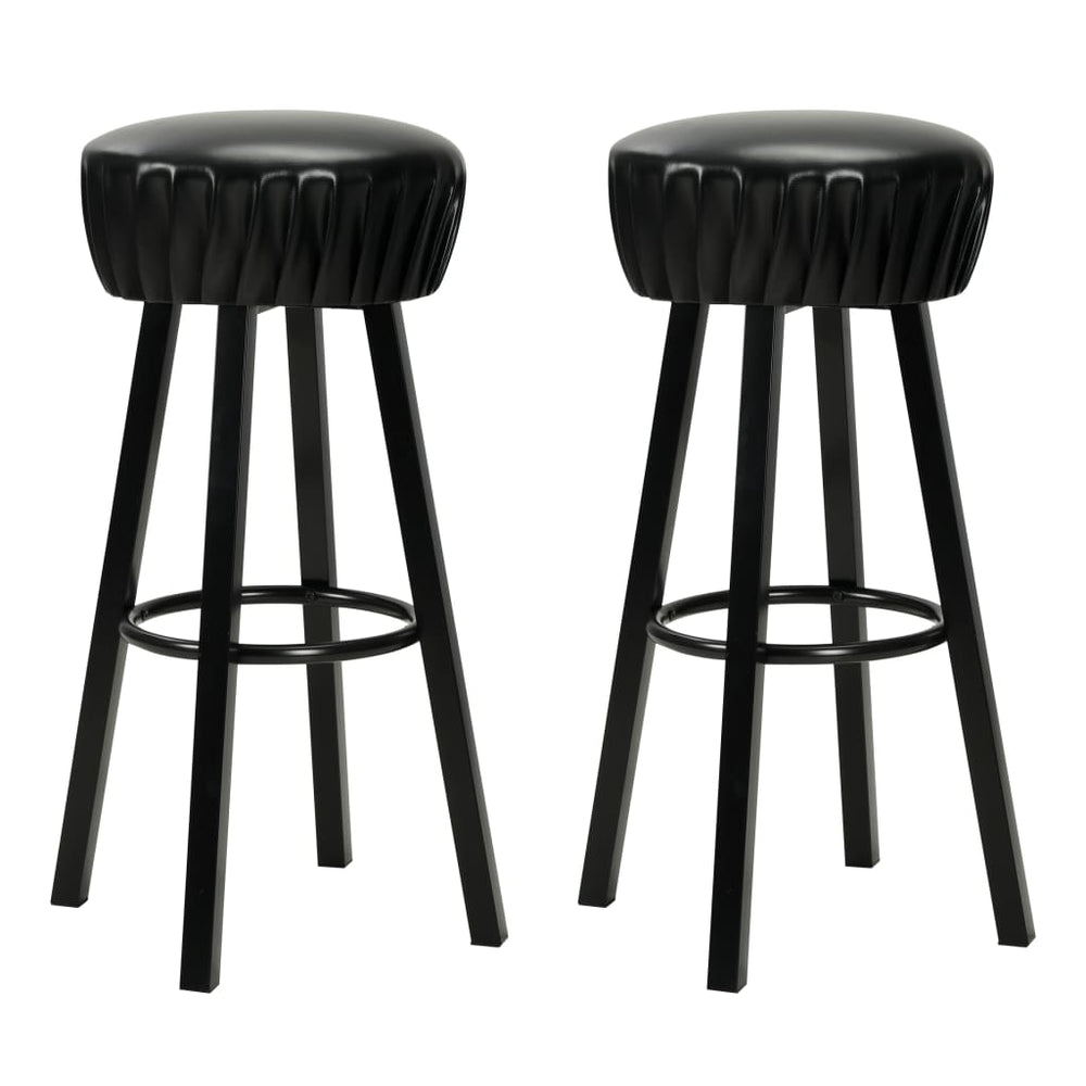 vidaXL Bar Stools 2 pcs Black Faux Leather